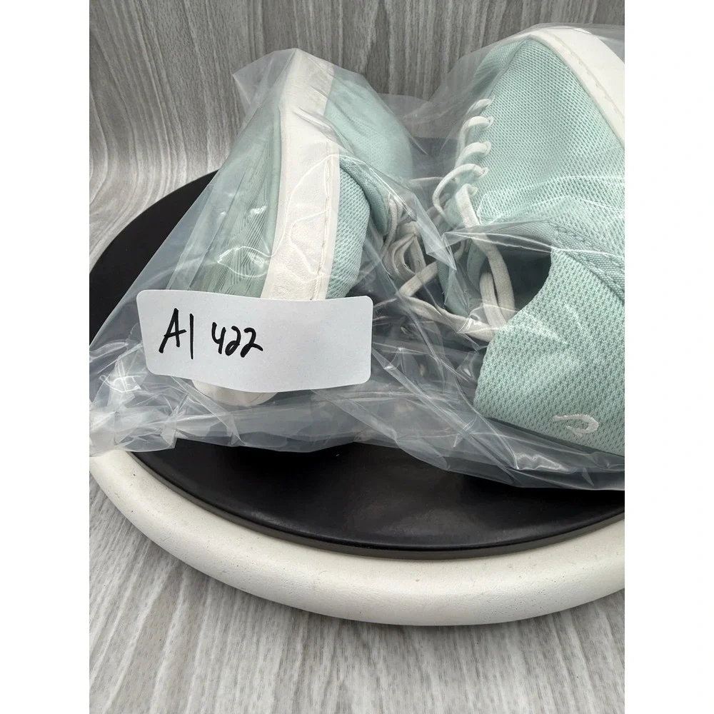 Olukai Pehuea Li Womens Size 8.5 Pale Aqua White Casual Lace Up Slip On‎ Shoes